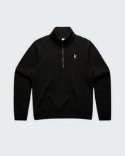 Load image into Gallery viewer, Black sweatshirt with K. logo on a light gray background
